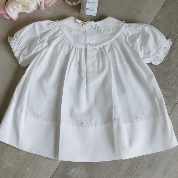 Newborn White Embroidered Heirloom Dress Feltman Brothers Lace Pin Tucks NWT - Picture 6 of 6